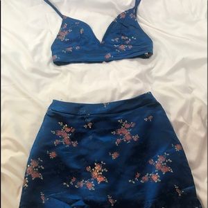 Satin patterned two piece set